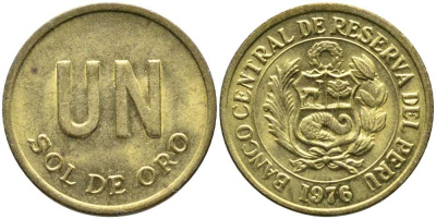 ПЕРУ 1 СОЛЬ 1976 KM 266.1 латунь 110-811