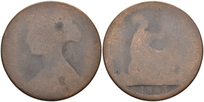 Великобритания 1 пенни 1865 Виктория (1837-1901) KM 749.2, Spink 3954 бронза 4117-712