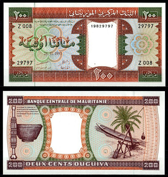 Мавритания 200 угий 1993 Pick 5 e бумага UNC (пресс) 7214-61-1-2