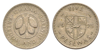 Гана 5 песев 1975 KM 15 медно-никель 4643-714