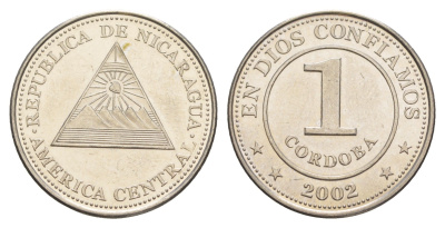 Никарагуа 1 кордоба 2002 KM 101 сталь плакированная никелем UNC 4641-356
