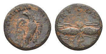 Римская Империя квадранс 121-122 Адриан, IMP CAESAR TRAIAN HADRIANVS AVG, орел/P M TR P COS III S C, крылатая молния, Рим RIC 625 медь 1100-10-63