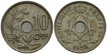 Бельгия 10 сантимов 1925 Belgie KM 86 медно-никель 4172-1251