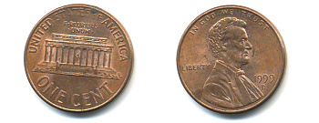 США 1 цент 1999 D, Авраам Линкольн KM 201b цинк плакированный медью 86-351
