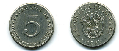 Панама 5 сентесимо 1967 KM 23.2 медно-никель 29-1254