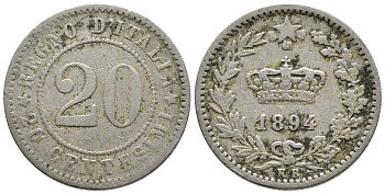 ИТАЛИЯ 20 ЧЕНТЕЗИМО 1894 K.B KM 28.1 медно-никель 177-1054