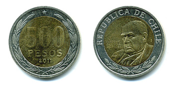 Чили 500 песо 2000 кардинал Рауль Сильва Энрикес (1907-1999) KM 235 биметалл 41-857