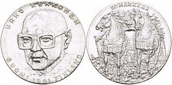 Финляндия 50 марок 1981 К, 80 лет президенту Кекконену KM 59 серебро UNC 1515-1324