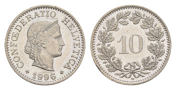 Швейцария 10 раппенов 1996 B KM 27 медно-никель 4625-929