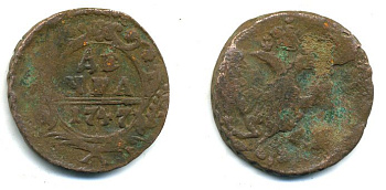 Россия деньга 1747 Елизавета (1741-1762) Биткин 357 медь 29-837