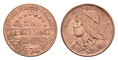 Панама 1 сентесимо 1974 Уррака KM 22 бронза aUNC 4643-1225