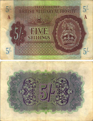 АНГЛИЯ 5 ШИЛЛИНГОВ 1943 ВОЕННЫЙ ВЫПУСК Pick M4 бумага VF-XF 7523-41-3-2