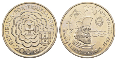 Португалия 200 эскудо 1997 400 лет со дня смерти Хосе де Анчьета KM 699 медно-никель UNC 4677-232