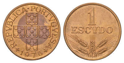 Португалия 1 эскудо 1976 KM 597 бронза UNC 4675-326