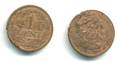 НИДЕРЛАНДЫ 1 ЦЕНТ 1940 ВИЛЬГЕЛЬМИНА (1890-1948) KM 152 бронза 58-148