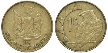 Намибия 1 доллар 1996 орел KM 4 латунь 4163-1053