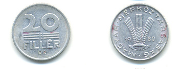 ВЕНГРИЯ 20 ФИЛЛЕРОВ 1980 НАРОДНАЯ РЕСПУБЛИКА (1949-1989) KM 573 алюминий 93-141