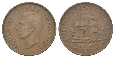 ЮАР 1 пенни 1940 Георг VI (1936-1952) KM 25 бронза 4645-836