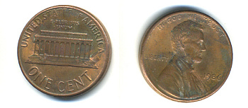США 1 ЦЕНТ 1986 ЛИНКОЛЬН KM 201b цинк плакированный медью 86-235