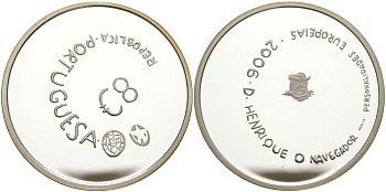 Португалия 8 евро 2006 принц Генрих Мореплаватель KM 776a серебро PROOF 01-345-24