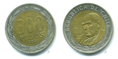 Чили 500 песо 2011 кардинал Рауль Сильва Энрикес (1907-1999) KM 235 биметалл 41-855