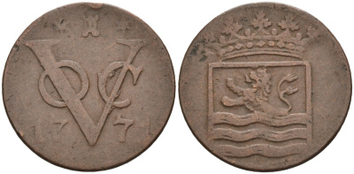 Нидерландская Восточная Индия, Зеландия (Zeeland) 1 дуит 1771 KM 152.2 медь 4577-127