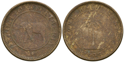 Либерия 1/2 цента 1937 KM 10 латунь 4174-368