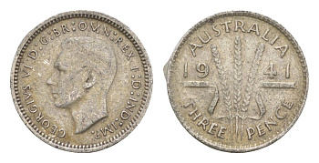 Австралия 3 пенса 1941 Георг VI (1936-1952) KM 37 серебро 4649-1062