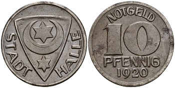 Зале 10 пфеннигов 1920 Funck 187.1 железо 4606-217