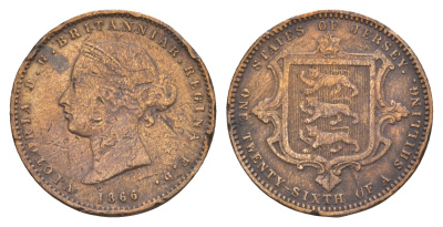 Джерси 1/26 шиллинга 1866 Виктория (1837-1901) KM 4 бронза 4654-1256