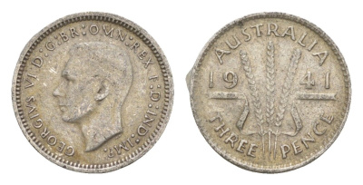 Австралия 3 пенса 1941 Георг VI (1936-1952) KM 37 серебро 4649-1062