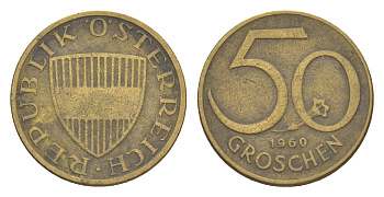 Австрия 50 грошей 1960 KM 2885 алюминиевая бронза 4136-827