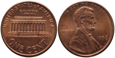 США 1 ЦЕНТ 1996 ЛИНКОЛЬН KM 201b цинк плакированный медью 66-1057