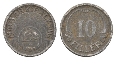 Венгрия 10 филлеров 1942 BP KM 507a железо 4664-963