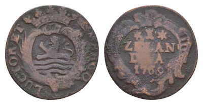 Нидерланды, Голландская Республика, Зеландия 1 дуит 1769 KM 101 медь 4655-531