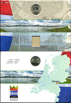 НИДЕРЛАНДЫ ЖЕТОН В БУКЛЕТЕ 2005 СЕРИЯ ГОЛЛАНДСКИЕ ГОРОДА, 1 КРООН, ПРОВИНЦИЯ ГЕЛЬДЕРЛЭНД, 2000 ЛЕТ НОЙМЕГЕН UNC 06-081-42