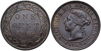 Канада 1 цент 1900 Н, Виктория (1837-1901) KM 7 бронза 27-533