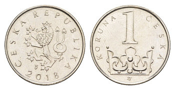 Чехия 1 крона 2018 KM 7 сталь плакированная никелем UNC 4632-523