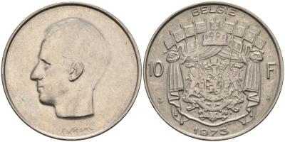 Бельгия 10 франков 1973 BELGIE KM 156 никель 4117-1132