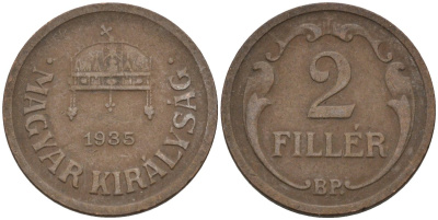 Венгрия 2 филлера 1935 BP KM 506 бронза 4115-1139