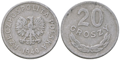 Польша 20 грошей 1949 Y 43a алюминий 4136-1268