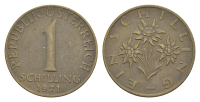 Австрия 1 шиллинг 1971 KM 2886 алюминиевая бронза 4561-347