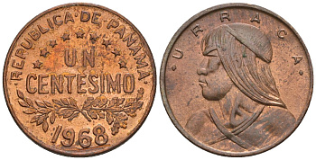 Панама 1 сентесимо 1968  KM 22 бронза  aUNC  4609-824