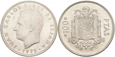 Испания 100 песет 1975 (76) M, Хуан Карлос I (1975-2014) KM 810 медно-никель  UNC   4537-1113