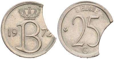 Бельгия 25 сантимов 1972 БРАК КРУЖКА KM 154.1 медно-никель 4549-926