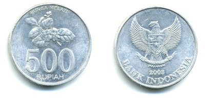 ИНДОНЕЗИЯ 500 РУПИЙ 2008 KM 67 алюминий 89-1716