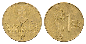 Словакия 1 крона 1993 KM 12 сталь плакированная бронзой 4702-461
