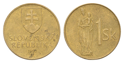 Словакия 1 крона 1993 KM 12 сталь плакированная бронзой 4702-461