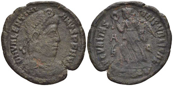 Римская Империя нуммий 367 - 375 Валентиниан I, SECVRITAS REIPVBLICAE, Сисция RIC 15a бронза 1073-17-74