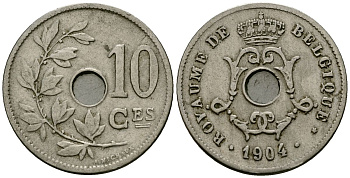 Бельгия 10 сантимов 1904 Belgique KM 52 медно-никель 4172-811